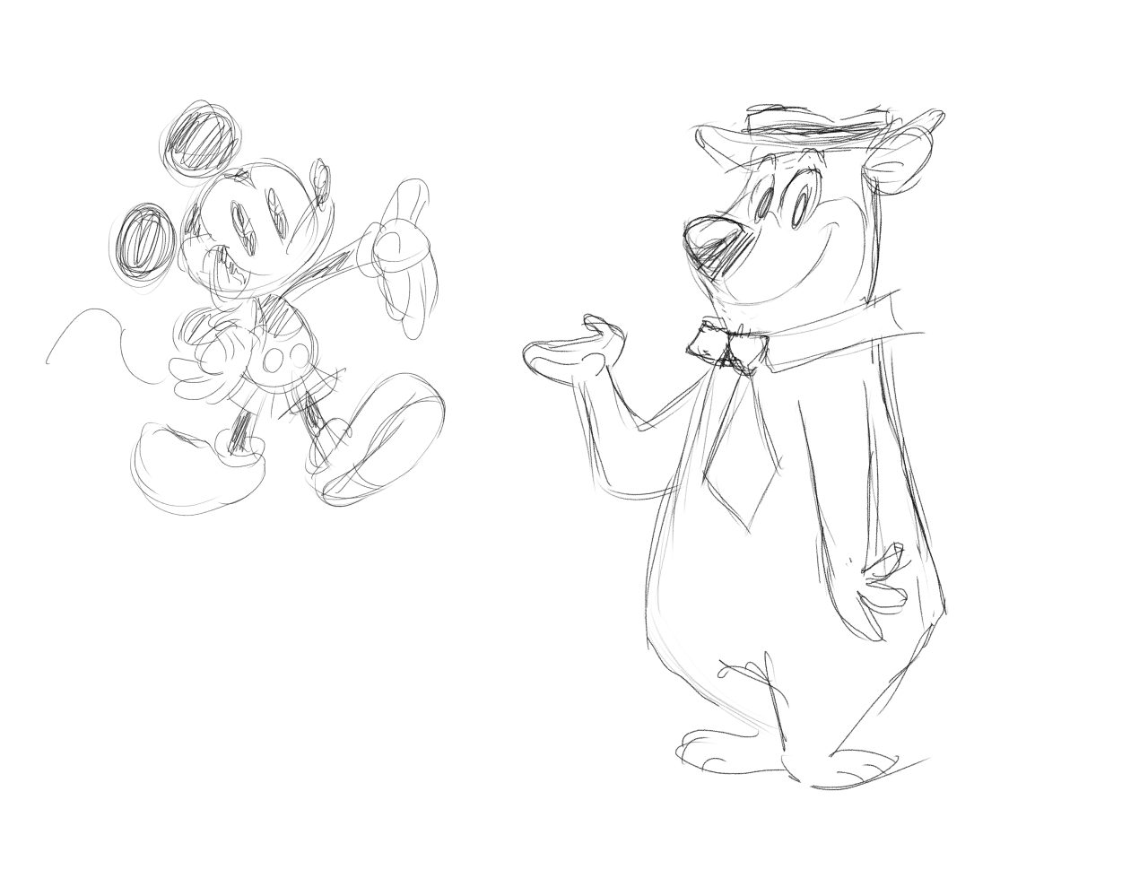 A Mickey and a Yogi I drew from memory.