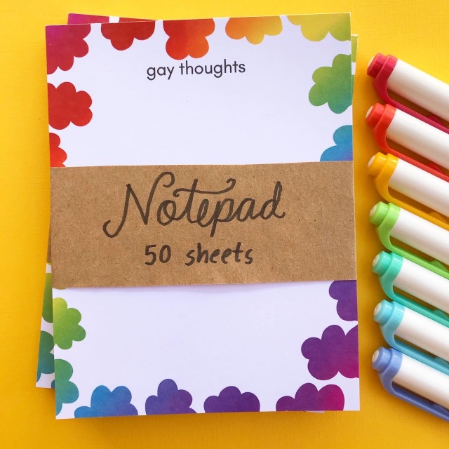 🏳️🌈Gay Thoughts Rainbow Notepad (25% off!) // Raspberry Cloud Studio🏳️🌈