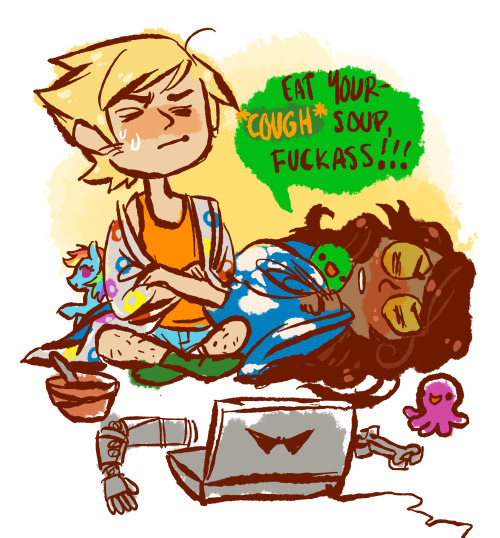 abnest:i was sick today so i already had it in my head to draw some sleepy, sick homestucks to make 