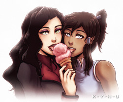 k-y-h-u:  I had a sudden craving for ice cream and korrasami so why not both  ≖‿≖  &lt;3 &lt;3 &lt;3