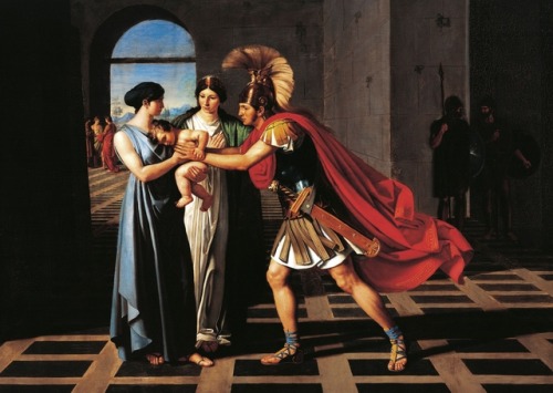 hadrian6:Andromache intercepting Hector at Scaean Gate. 1811.   Fernando Castelli. oil/canvas.    ht