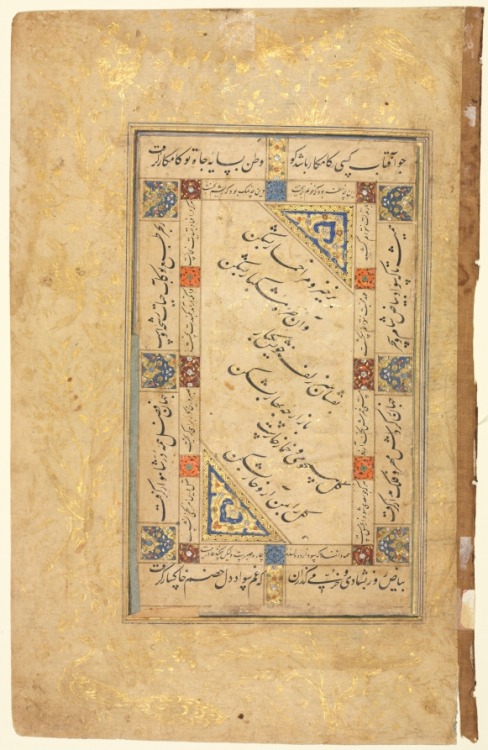cma-islamic-art: Persian Couplets (recto), Calligraphy, Persian Verses; Single Page Manuscript, late
