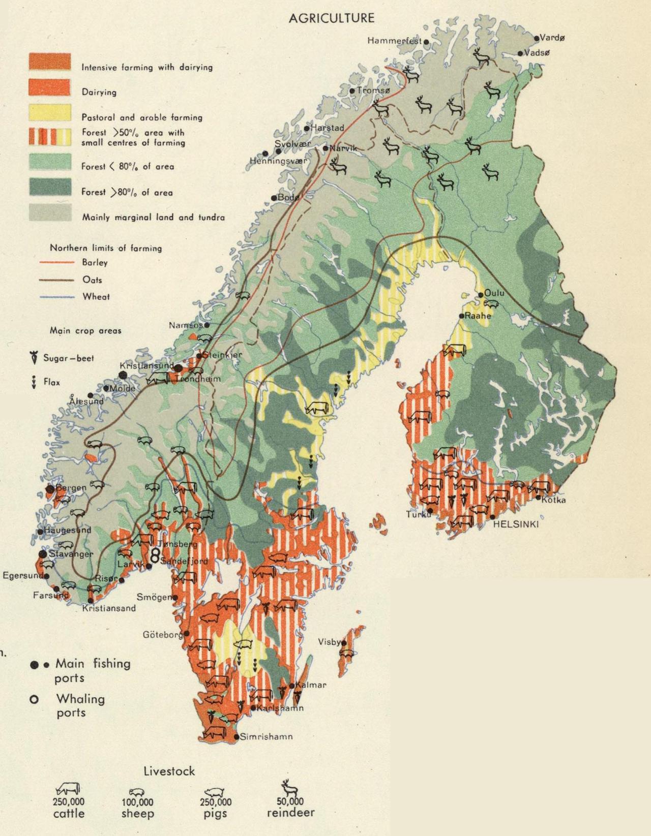 Major Farming Systems in Nordic Countries.
from Pergamon World Atlas, 1967