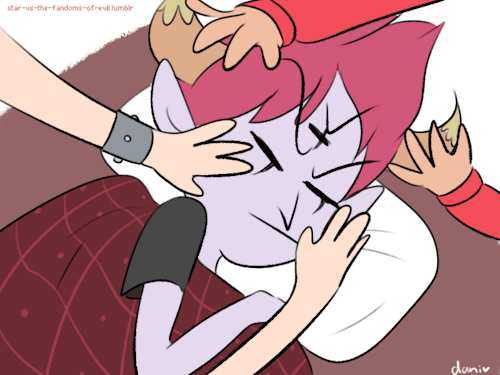 star-vs-the-fandoms-of-evil: Star and Marco and their wonderful tall angry demon friend Tom 
