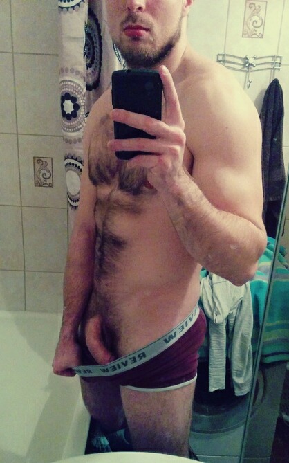 brainjock:  This stud makes my cock so fucking hard…24 year old Pete is a former college wrestler with a hot hung uncut cock! He doesn’t believe in shaving all his body hair like a lot of his contemporaries, because going hairless is for ‘bitches’