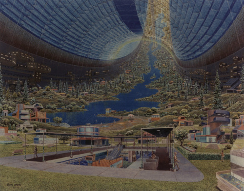  Space Colony Art from the 1970’s Princeton physicist Gerard O’Neill in collaboration with NASA Ames Research Centre and Stanford University held a series of space colony studies that explored the potentiality of humans inhabiting giant spaceships.