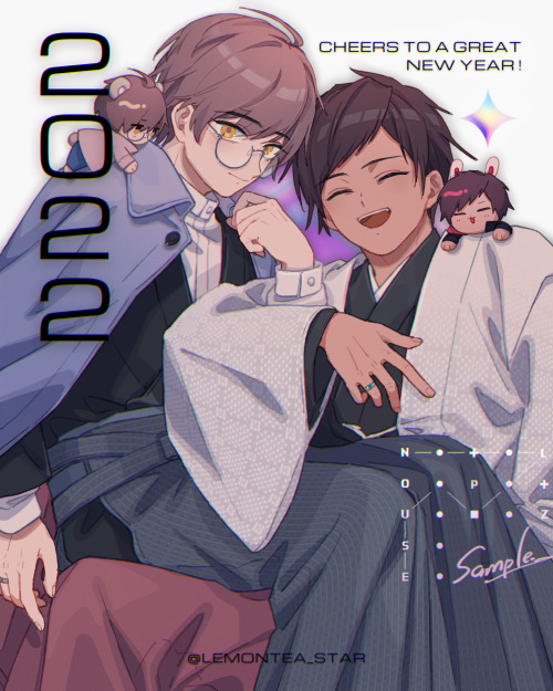 HAPPY NEW YEAR 2022‼Mitsuru Amano × Makoto Terazono Mitsuru(right) is Kitsunebi’s OC!