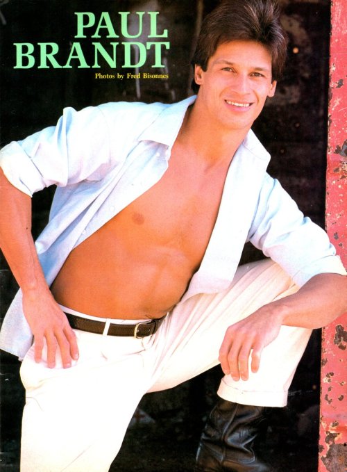 From ADVOCATE MEN (March 1985) photo by Fred Bisonnes Model is Paul Brandt