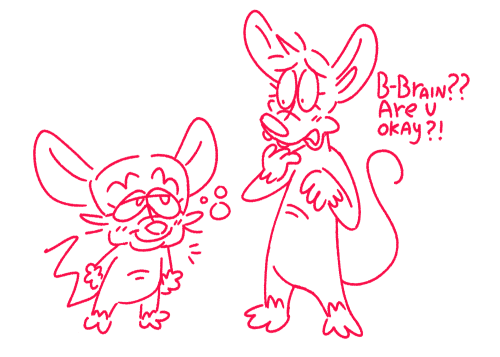 HII!!! What About Drawing Brain Being Uncharacteristically Affectionate To Pinky, And Pinky Being All