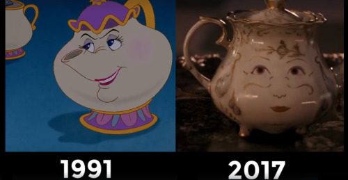 coolthingoftheday:  The animated classic Disney film ‘Beauty and the Beast’ from 1991, compared side-by-side with its live-action remake set to be released in 2017.(Source)
