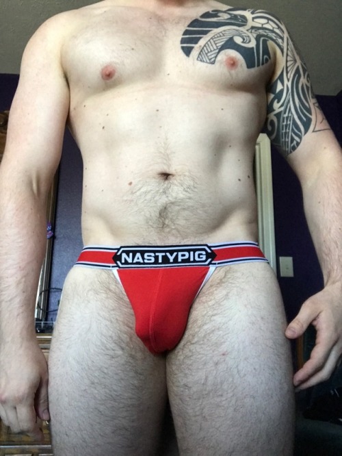 raunchfag2:  Birthday is tomorrow and Husband SPOILED me this year!! Three new jockstraps from Nasty Pig, a thick red silicone cock ring (feels amazing), and a “pig hole” from Mr. S. Leather.   We tried the pig hole today and it was incredible! Husband