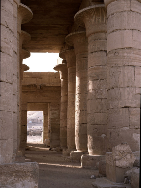 View of the Hypostyle Wall at the Ramesseum, the mortuary temple of Ramesses II.