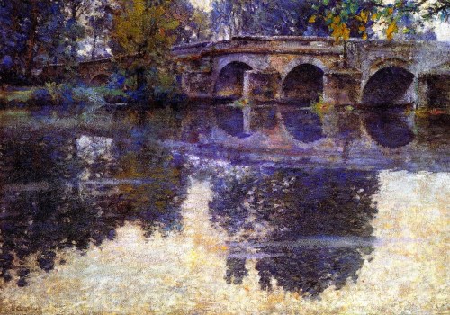 wonderingaboutitall:The Bridge At Grez - Robert Vonnoh