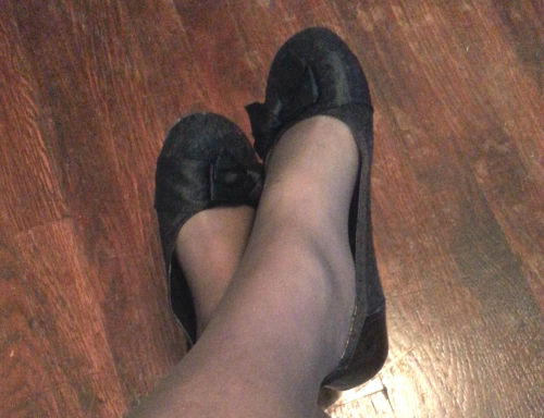 Black Jellypop flats with black pantyhose