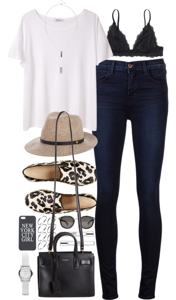 outfit for college by im-emma featuring high rise jeans
T By Alexander Wang jersey t shirt / J Brand high rise jeans, 415 AUD / Monki black lace bra, 31 AUD / Yves saint laurent bag, 2 580 AUD / Marc by Marc Jacobs white watch, 145 AUD / Crystal...