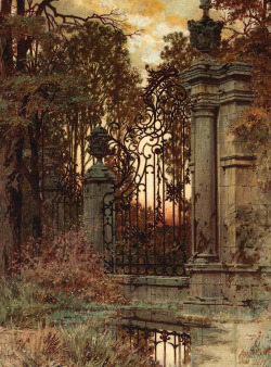 jaded-mandarin:  Scene at Dusk by the Castle Gate, 1881. 