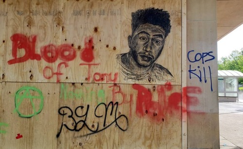 Graffiti seen around Madison, Wisconsin during a George Floyd protest