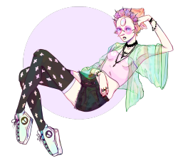 aerroe:  An older drawing I made that I’m still pretty proud of! I was just playing with pastel goth fashion.  