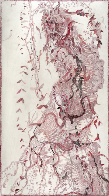 Solange Knopf Women and Birds (red), 2012 Colored pencil on paper