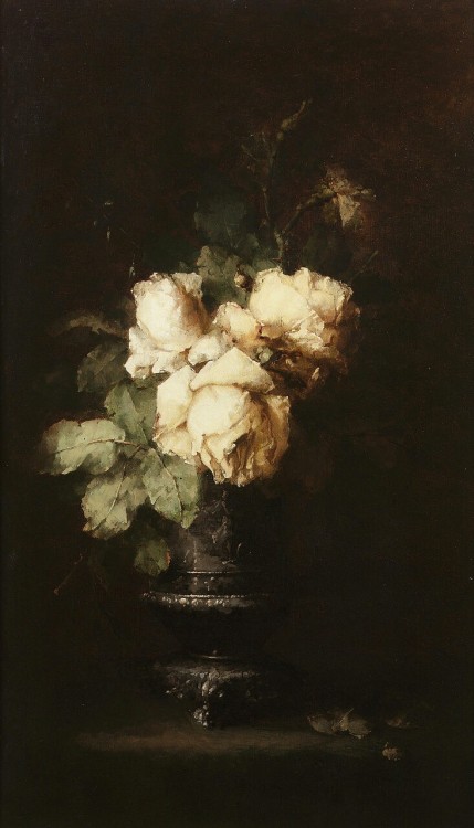 cimmerianweathers: White Roses Margaretha Roosenboom Oil on canvas c. 19th century
