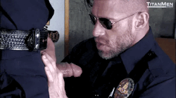 texasbrisket:  bosstrooper:  topcopisback: Even us cops have to have our fun. Follow: TopCopIsBack.tumblr.com  Keep me company. Courtesy of dominancedelight.tumblr.com    Helping out a buddy   Woof! Luv a Man that knows how to wrap his Lips around a