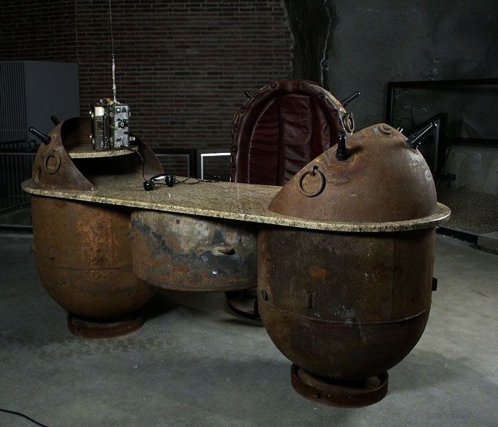 oldschoolgarage:  Desk made from WWII mines