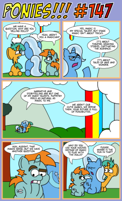 poniesbangbangbang:  PONIES!!! #147 You have no idea how much time I’ve been waiting to say why Trixie uses her hooves instead of her horn. Today, I’m free at last. Proofread by refferee deviantArt FimFiction and Trixie-J-Lulamoon  Translations: Russian: