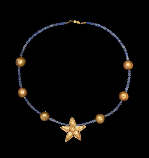 archaicwonder: Greek Gold and Glass Bead Necklace, 5th-3rd Century BC Restrung, modern clasp 