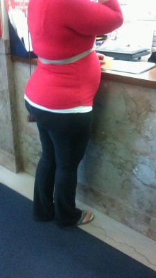 Pregnant booty at the post office!