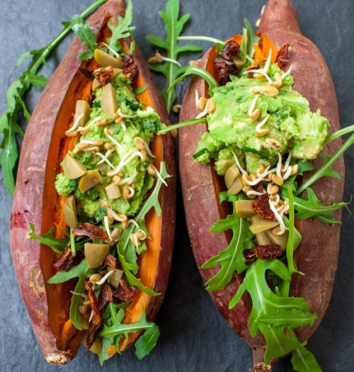 http://www.vegkitchen.com/vegan-food-hacks/hack-this/6-fantastic-ways-to-stuff-sweet-potatoes/