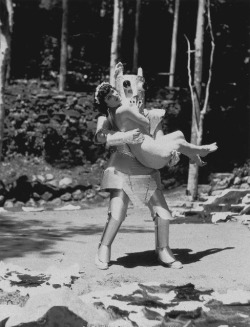 humanoidhistory:  A man dressed as a robot holding a naked woman, of course, at the California Pacific International Exposition in San Diego, 1935. (Calisphere)   