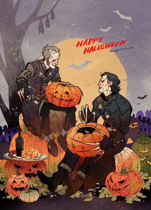 Witcher Vampires on Halloween. Carving pumpkins with best friend <3