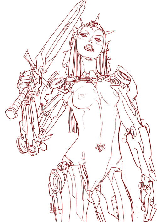 ottoghetto:  the queen of swords sketch