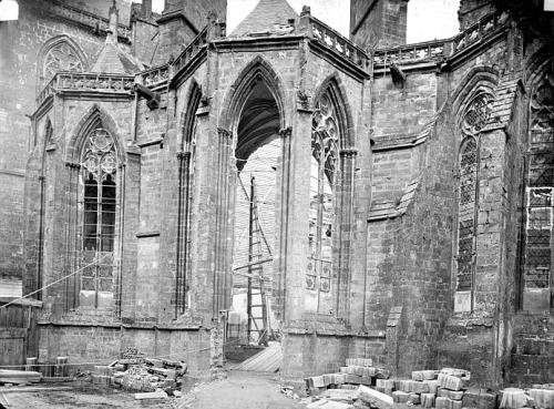 Sées Cathedral (est. 1210) during restoration works in 1878, Sées.&gt; Photo: Séraphin-Médéric Mieus