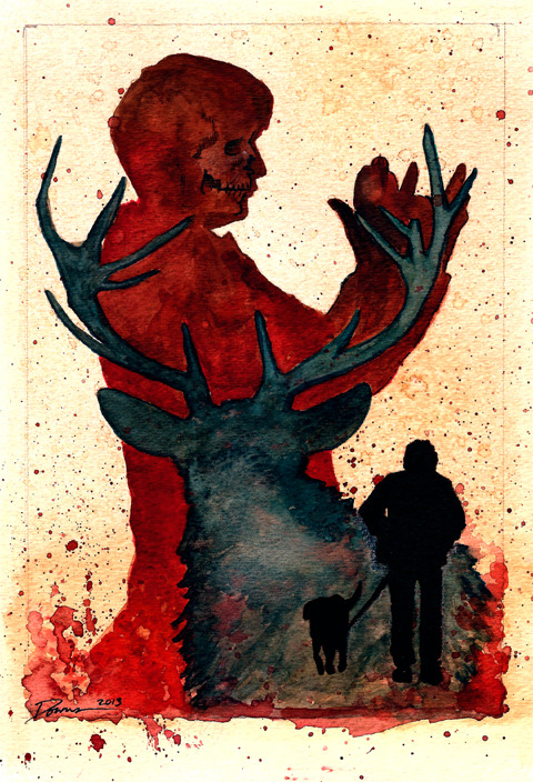 shigella:HANNIBAL, mixed media on watercolor paper by A.M. Downs (me).Just some fan art, because the