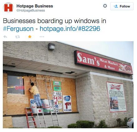 socialjusticekoolaid:   No Justice, No Peace (11.8.14): Businesses in Ferguson are boarding up in anticipation of a violent response when the non-indictment Darren Wilson is announced later this month. Meanwhile, STLPD, in collaboration with the National