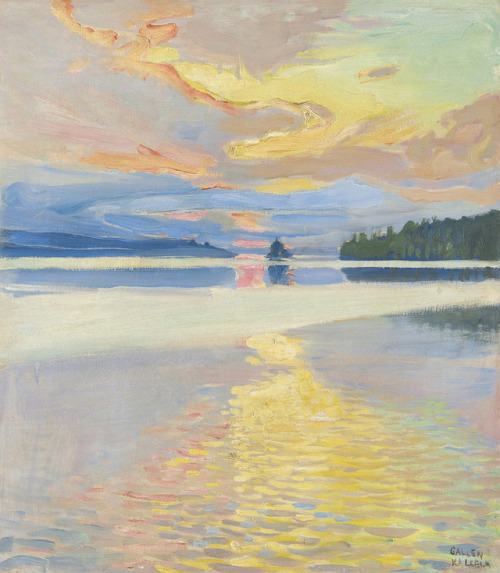 mauveflwrs:Akseli Valdemar Gallen-Kallela Sunset Over Lake Ruovesi, 1915