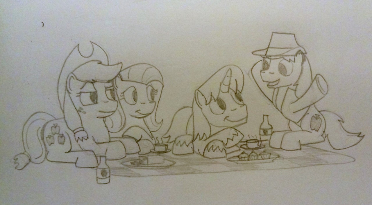 hoofclid-mod: Our pony friends like going for picnics. Though Applejack seems a bit