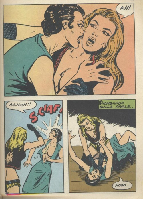 catfight-superstars: fightingamazons:  Vintage Female Fighting Art #Italian #fumetti #comics “