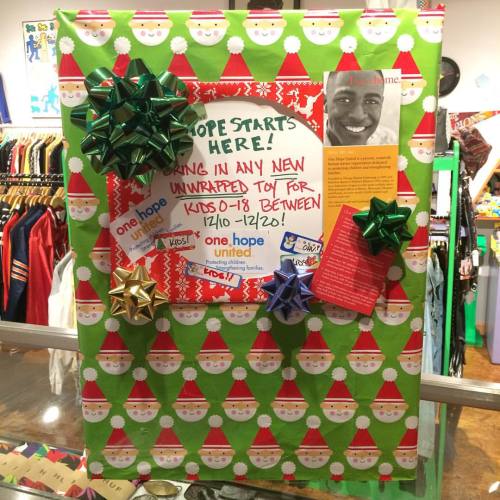 Donate a new, unwrapped toy at Kokorokoko by 12/20 for the @onehopeunited toy drive and get 20% off 
