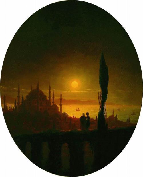 artist-aivazovski: Moonlit night beside the sea, 1847, Ivan Aivazovski
