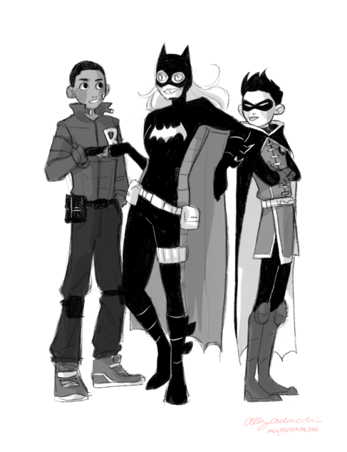 our-happygirl500-fan: Batgirls and their Robins@allyallyorange drew these and gave me permission to 