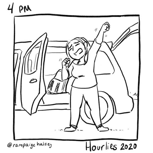 ‪4 pm‬ ‪Streeeeetching out back in Arizona.‬ ‪#hourlies #hourlycomicday #hourlies2020 #hourlycomicda