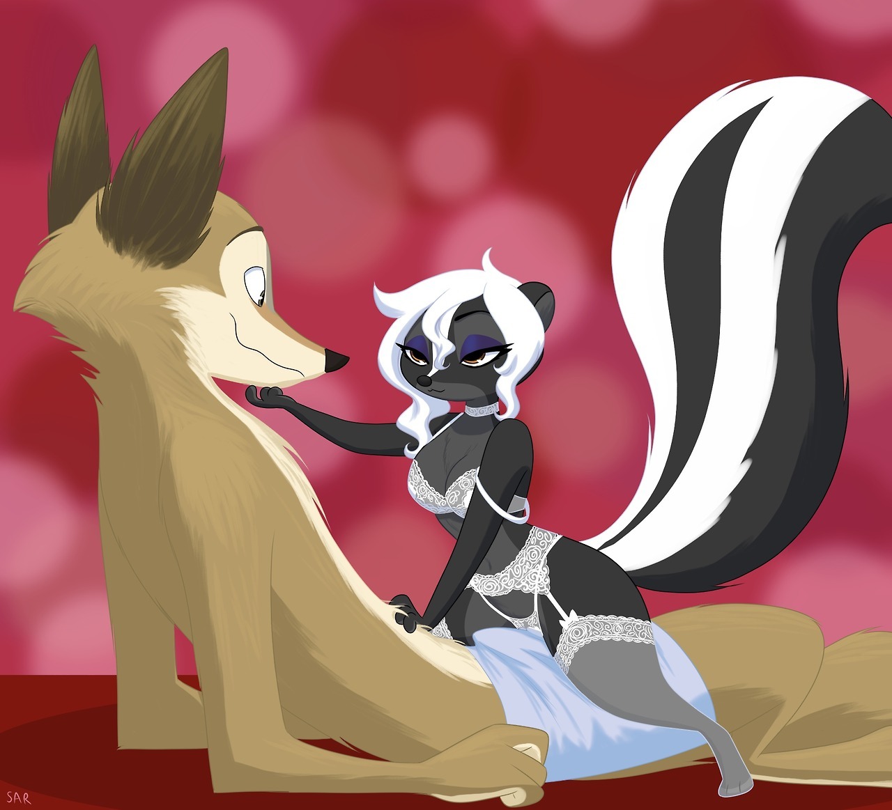 sar-nsfw: It was only a matter of time before this skunk and her coyote bf made an