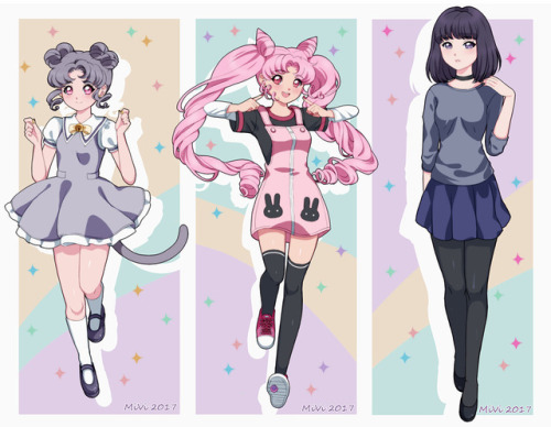 mivisdrawings: I drew the kids. Chibs outfit is from a SuperS episode and Hotaru’s is from a C