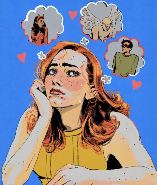 wellnoe:its hard being a mutant teen sometimes[id: a digital drawing of jean grey from x-men. she ha