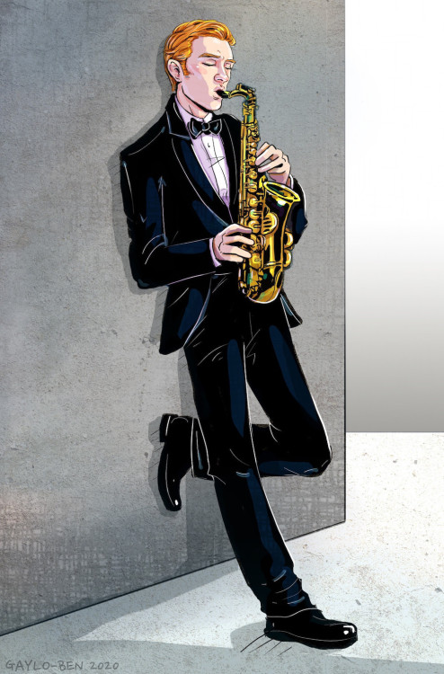 Jazz!HuxHe’s ready for his solo. Modern AU Saxophonist Hux commission for @chromium-siren! Che