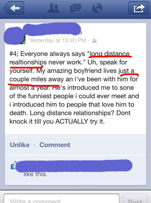 fuckyeahidiotsonfacebook:“long distance” relationships