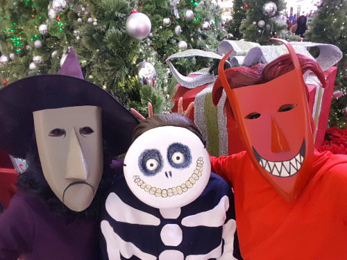 brokehorrorfan: Three friends dressed up as Lock, Shock, and Barrel from The Nightmare Before Christ