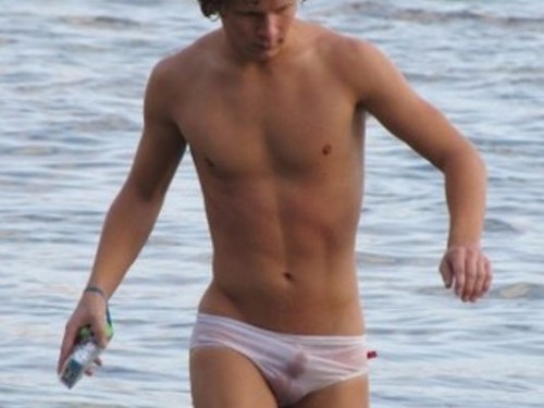 glad2bhere:  glad2Bhere.tumblr.com/archivei like when guys go swimming in skimpy white underwear - once wet the goods are shown ……..